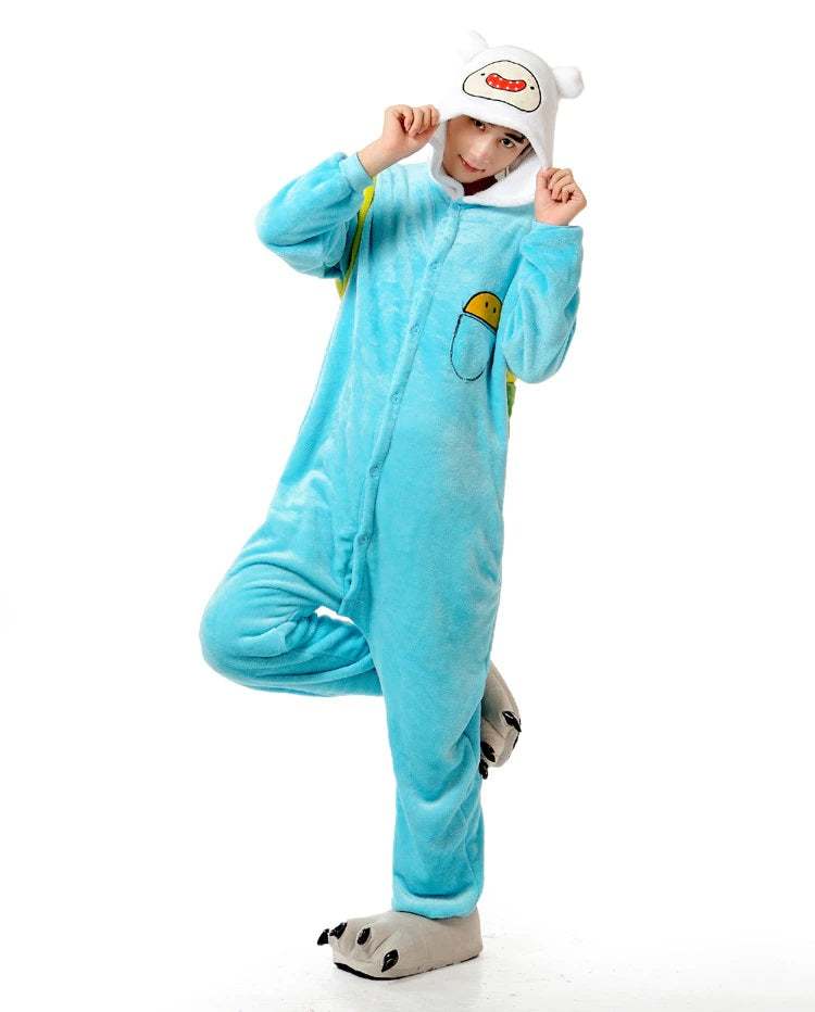 Onesies  ملابس فين كوسبلاي ملابس تنكريهبيجامة قطعة واحدة بتصميم حيوانات للكبار ملابس نوم بقلنسوة، ملابس منزل للهالوين والاحتفالات
