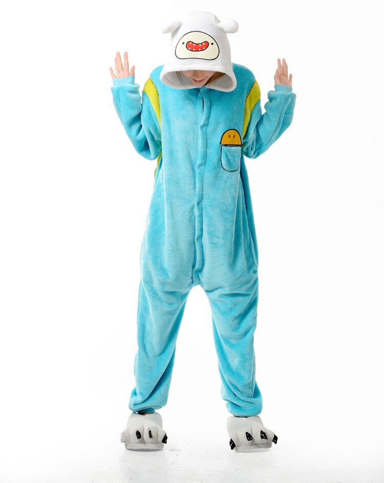 Onesies  ملابس فين كوسبلاي ملابس تنكريهبيجامة قطعة واحدة بتصميم حيوانات للكبار ملابس نوم بقلنسوة، ملابس منزل للهالوين والاحتفالات